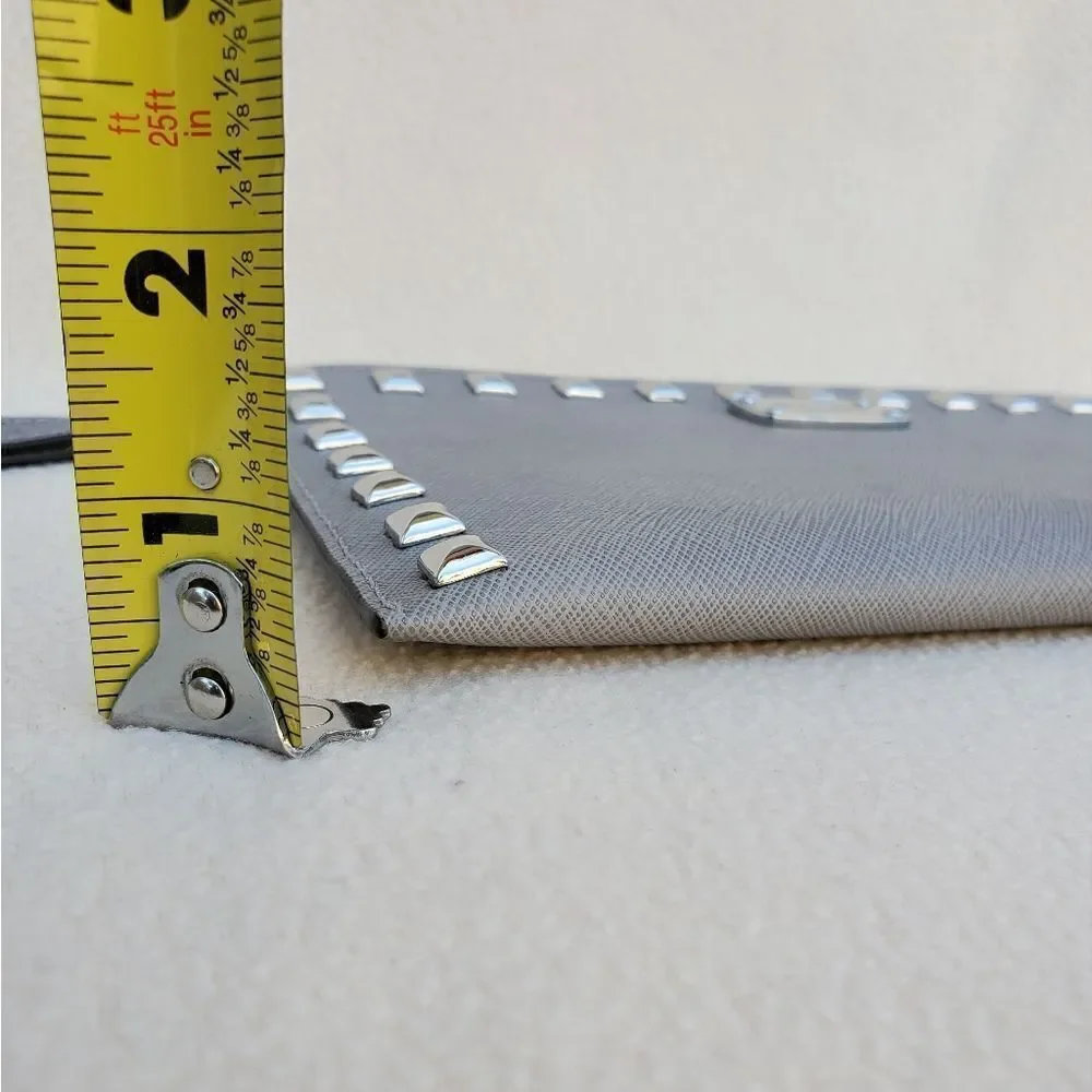 Michael Kors Gray Silver Studded Wristlet Clutch